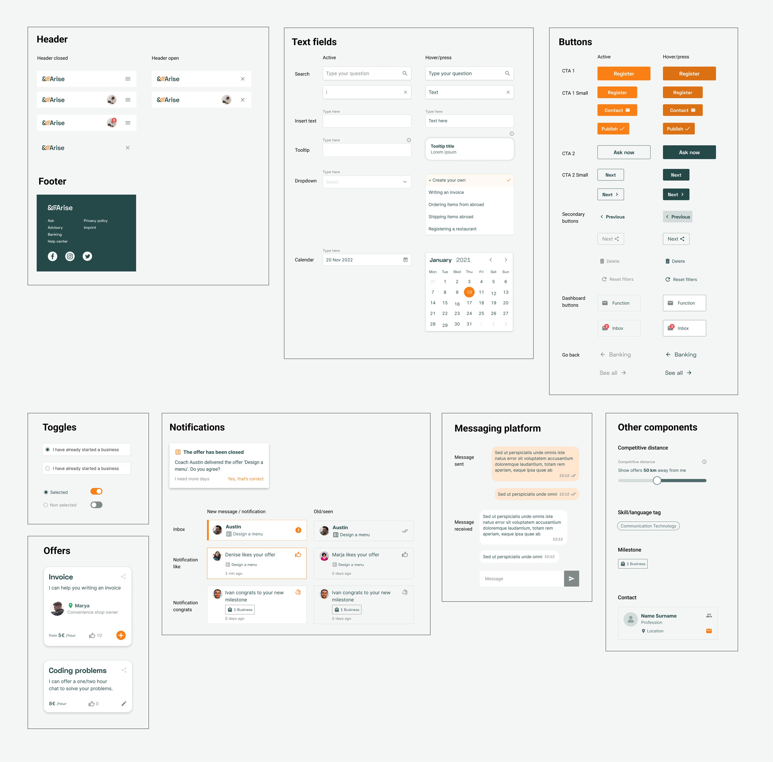 &arise components, ux ui design, figma
