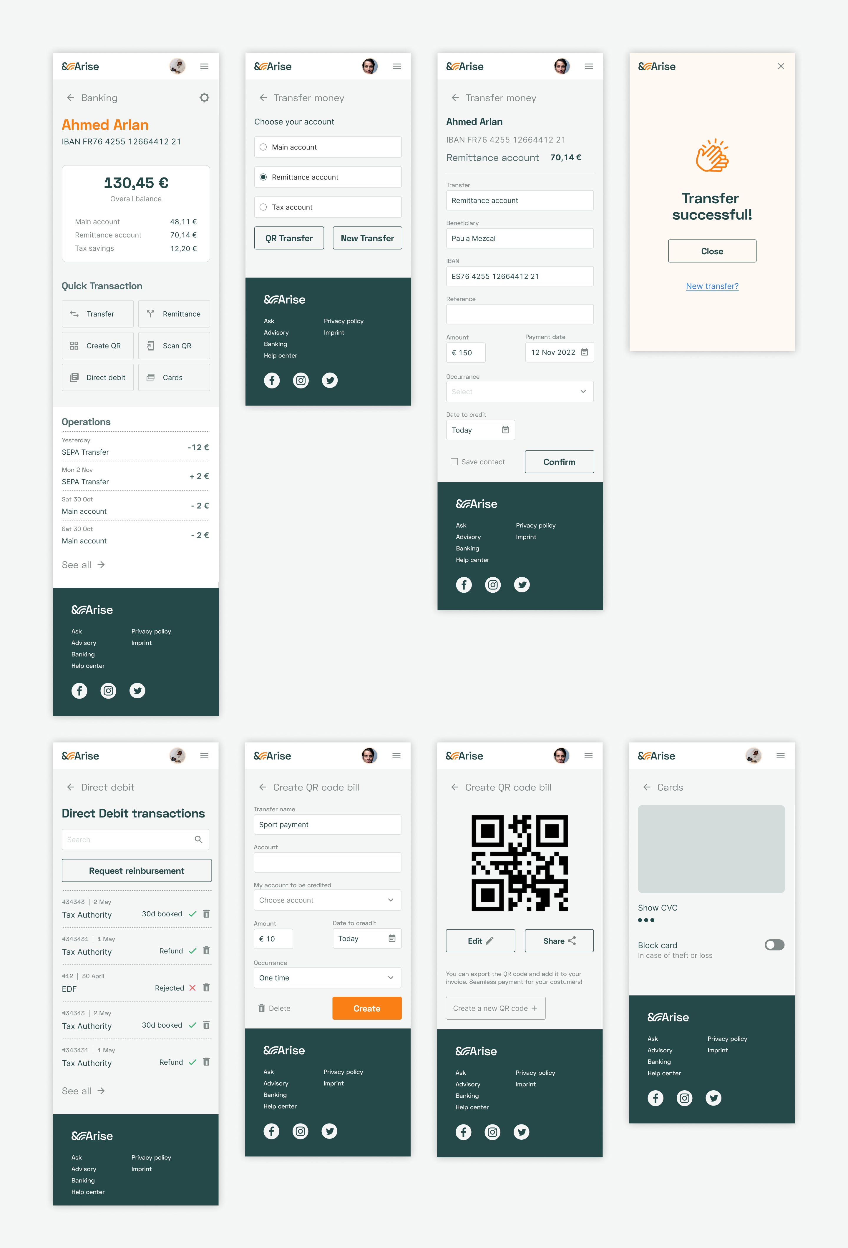 &arise banking platform, ux ui design, figma