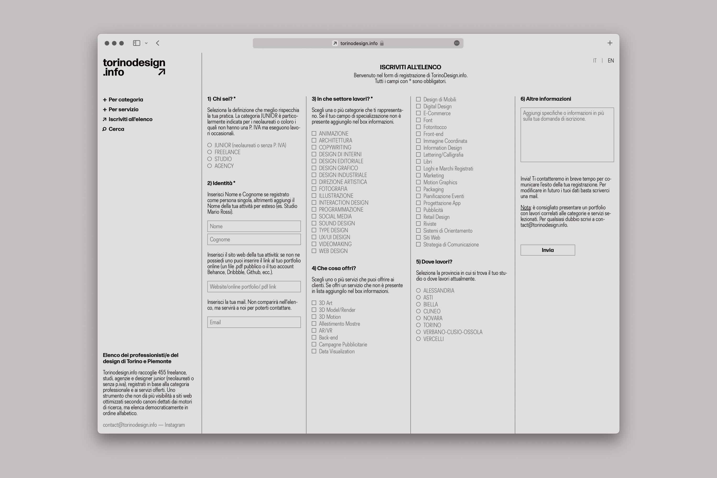 torinodesign.info registration page