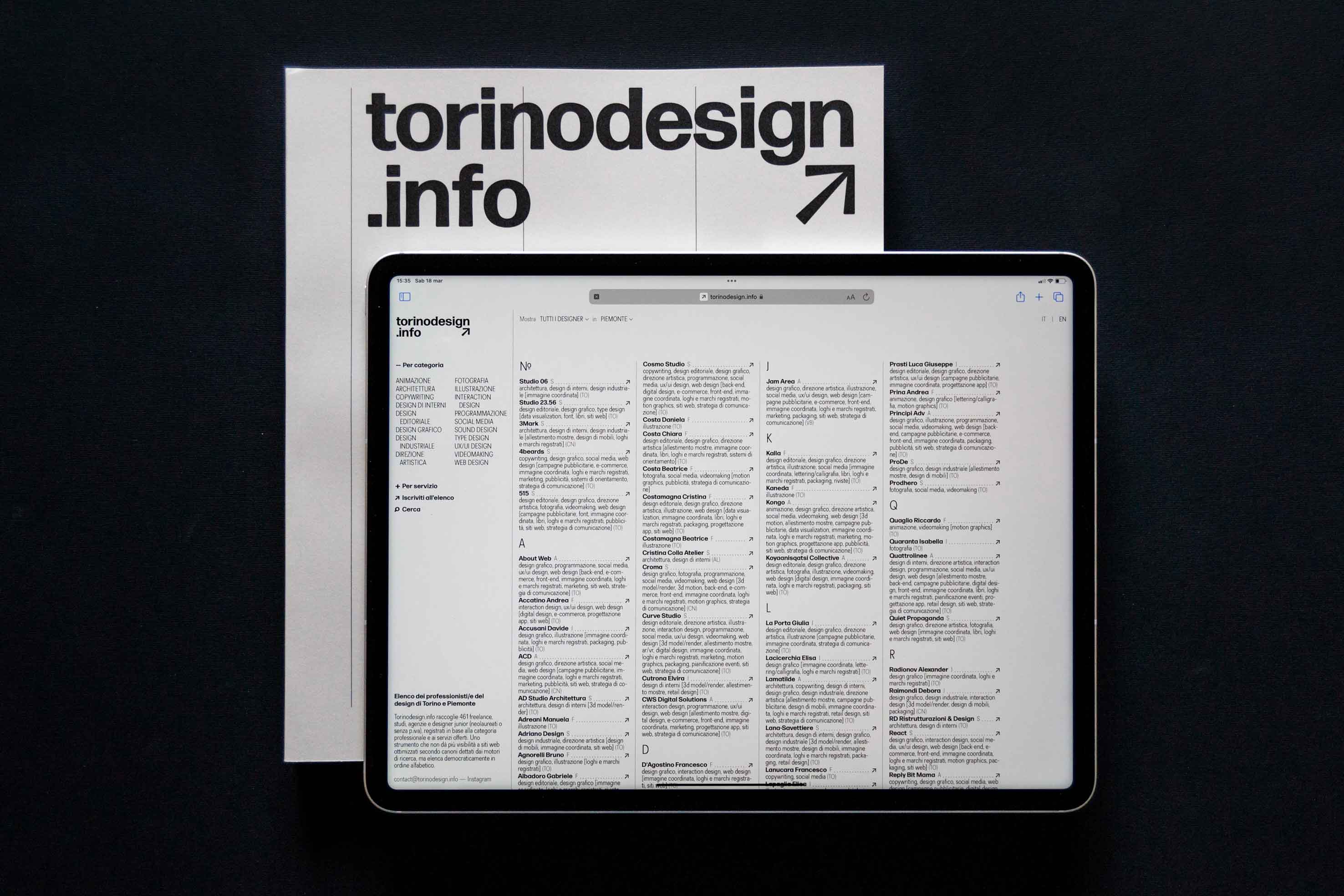 torinodesign.info website and book view