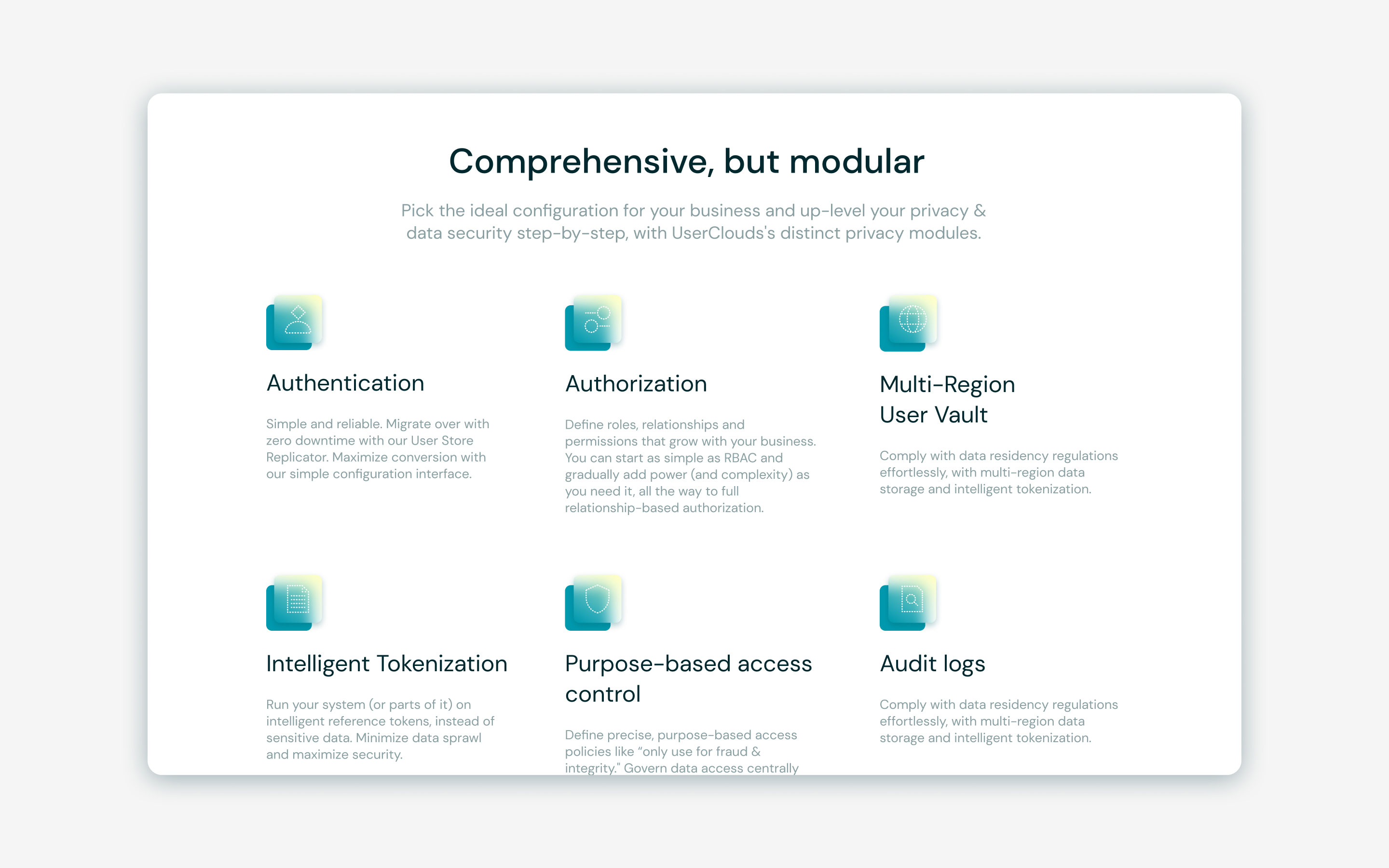 Userclouds services and icons