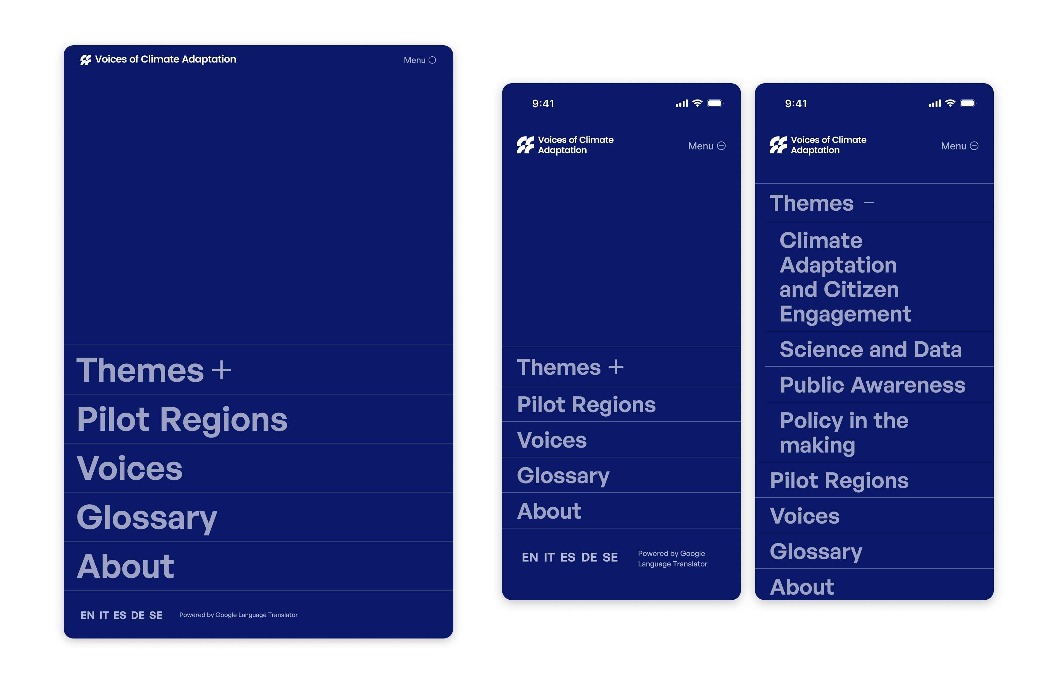 page dedicated to the interviews