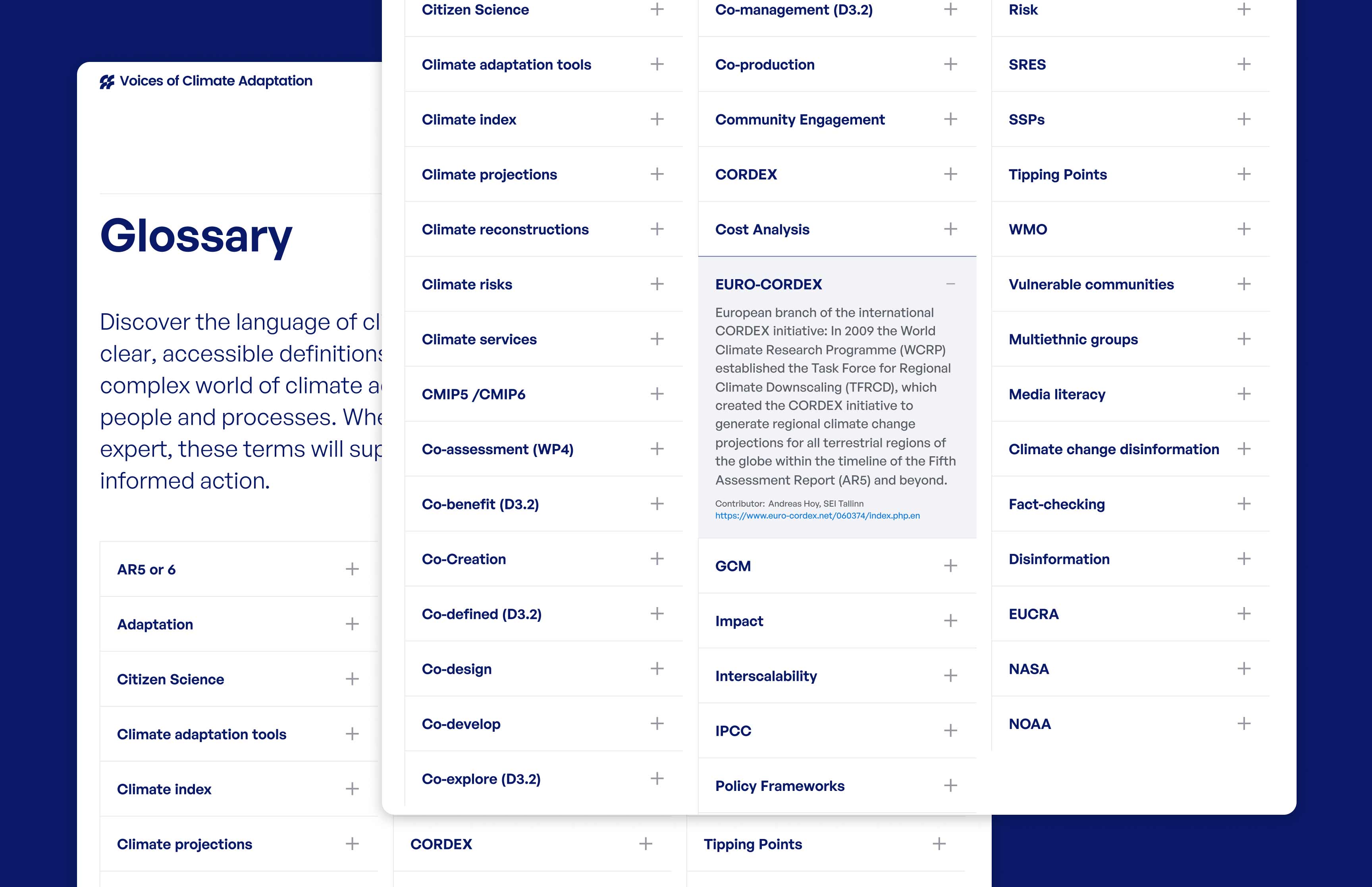 Voices of climate adaptation glossary page