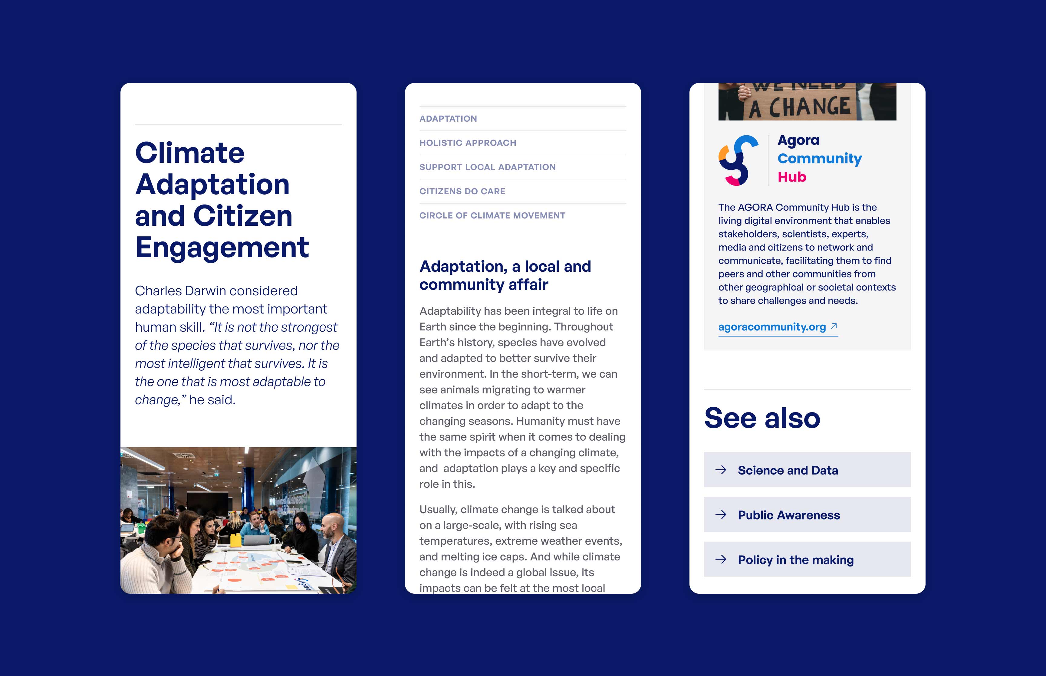 Voices of climate adaptation themes: mobile view