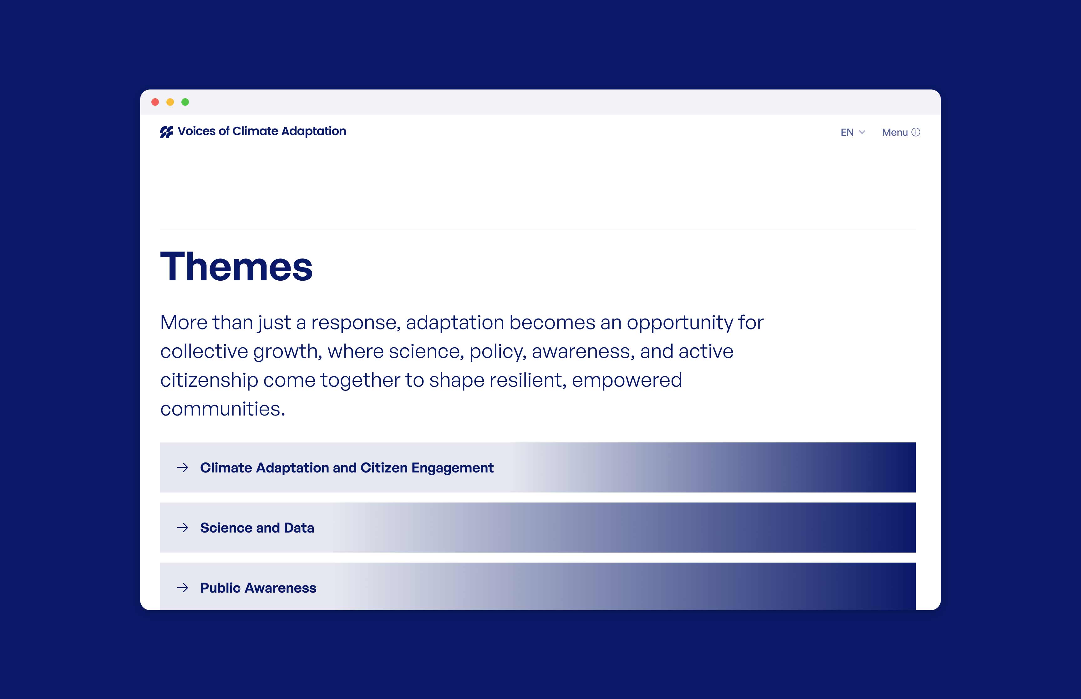 Voices of climate adaptation themes