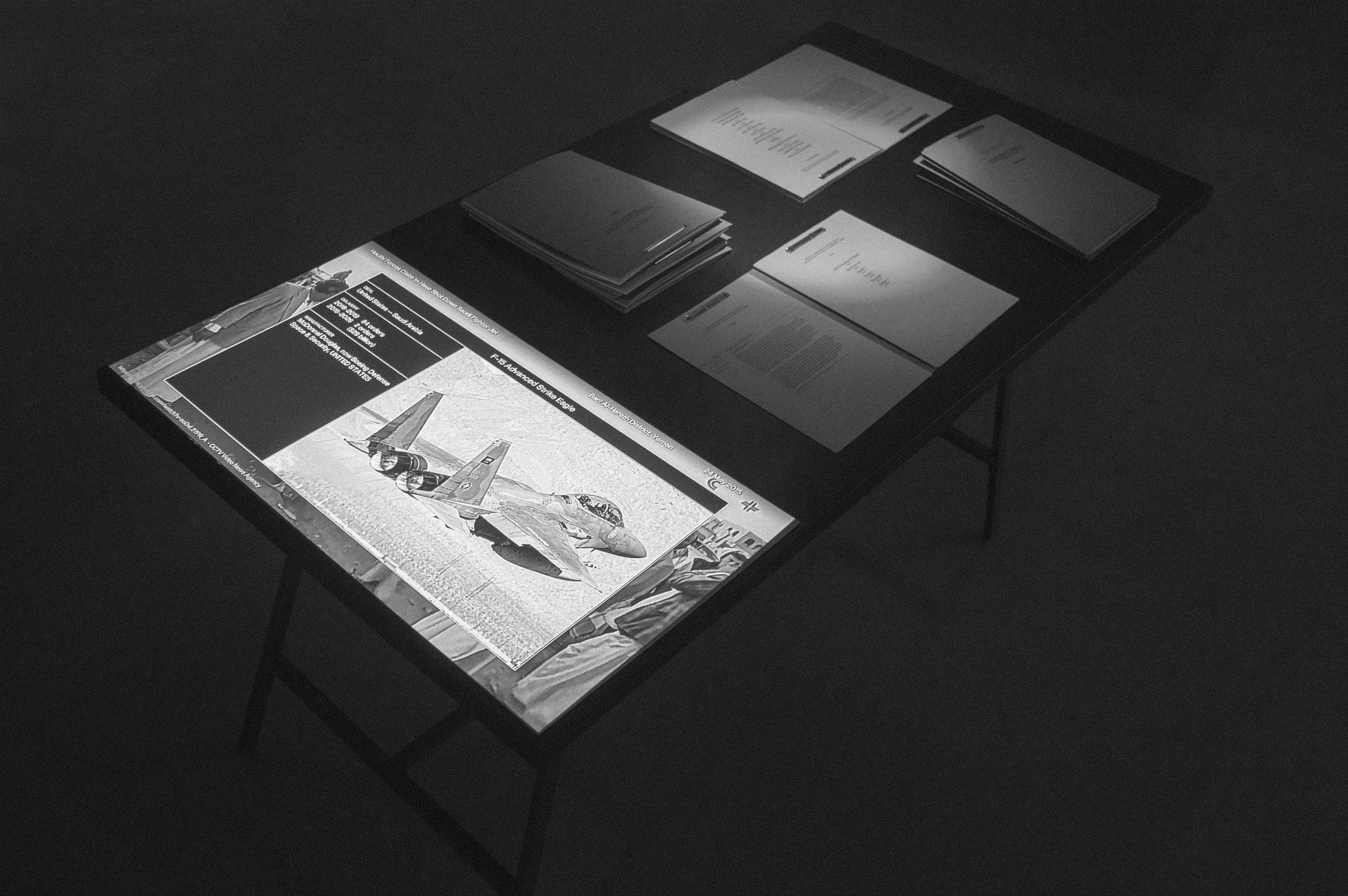 table setup documents folder weapons data information