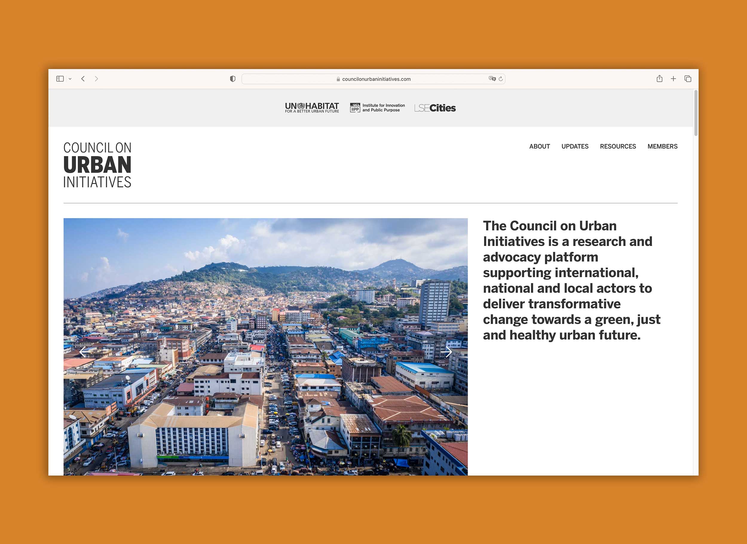 https://councilonurbaninitiatives.com homepage