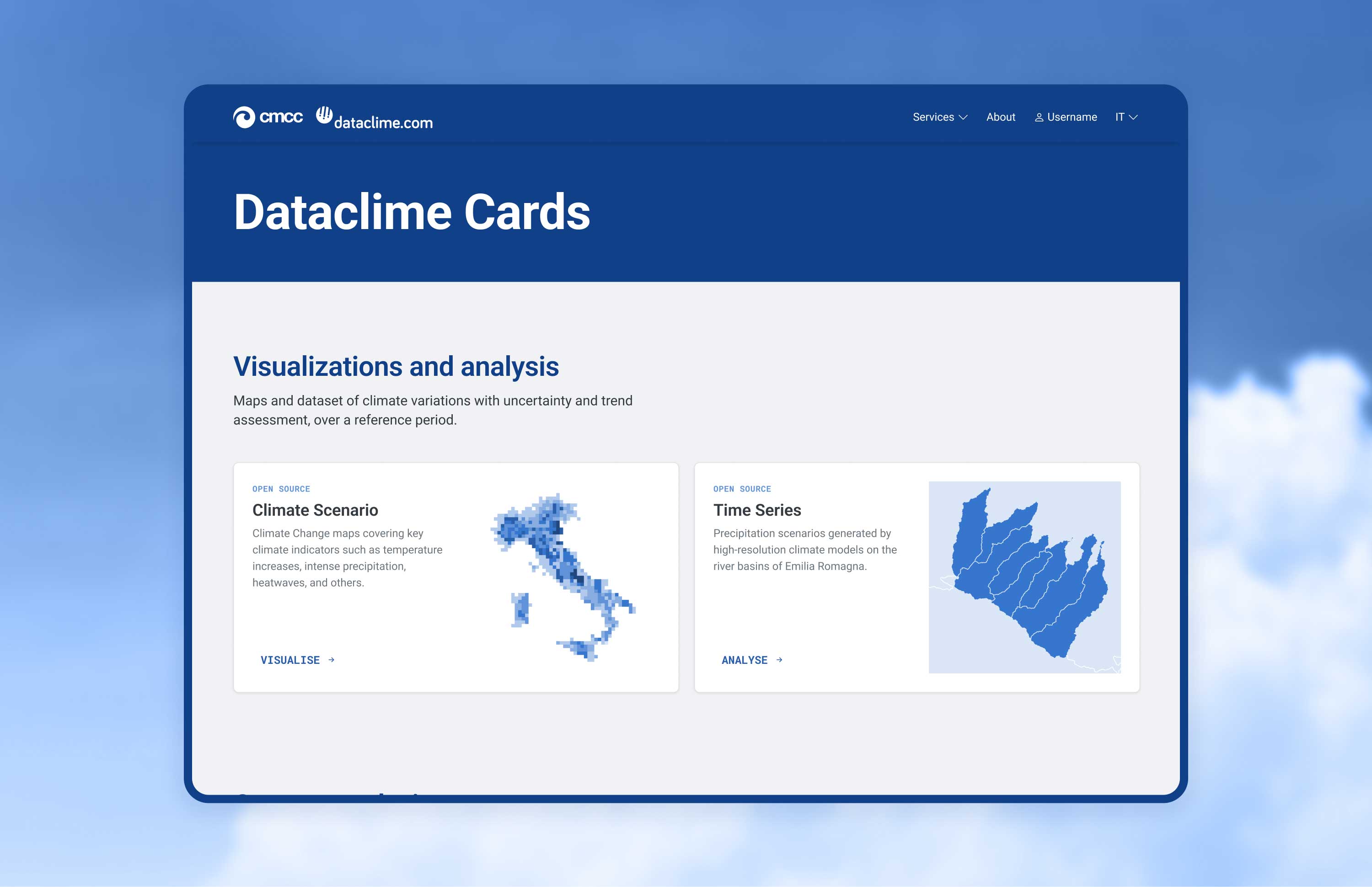 Dataclime homepage