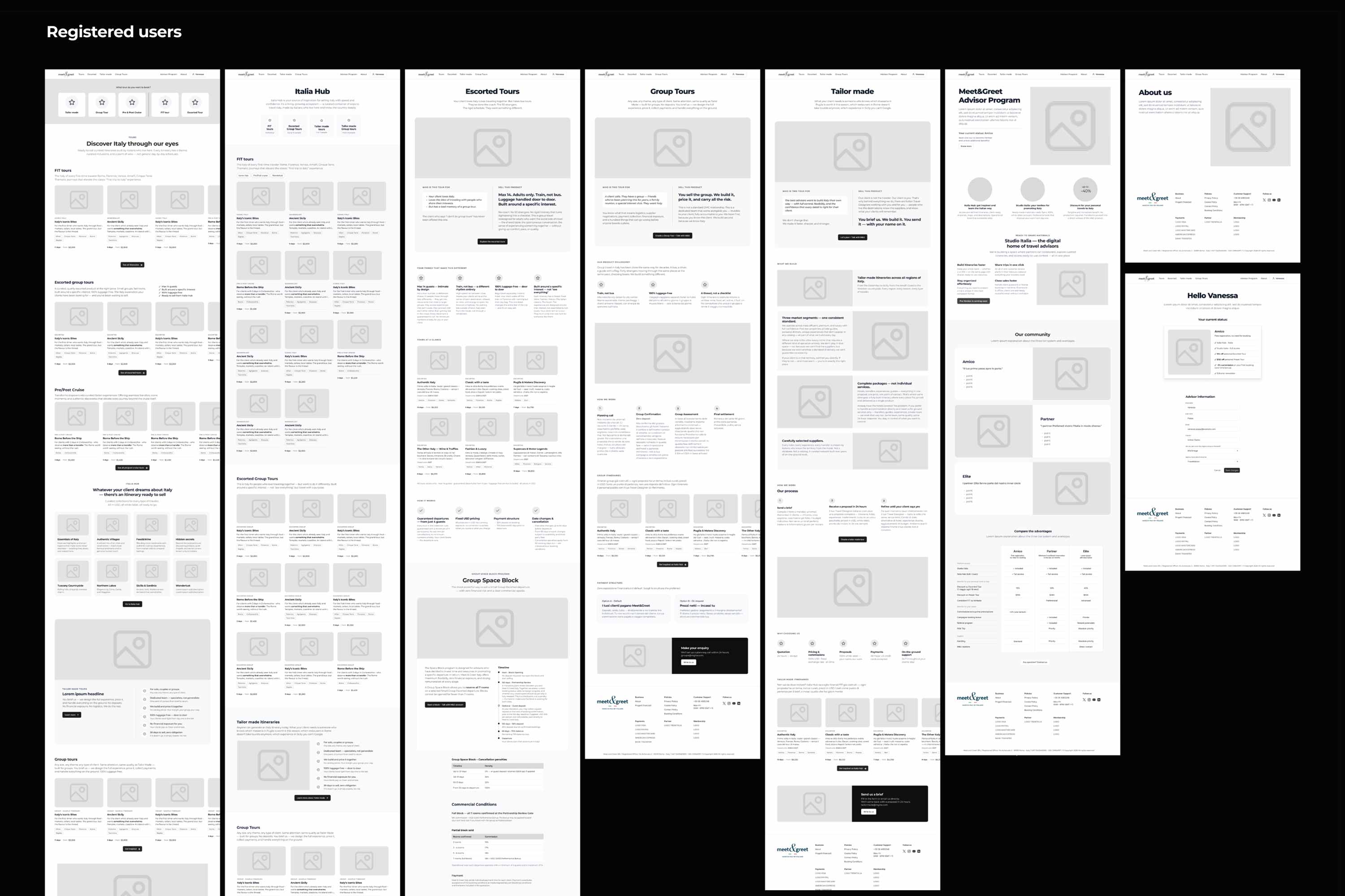 meet & greet wireframe