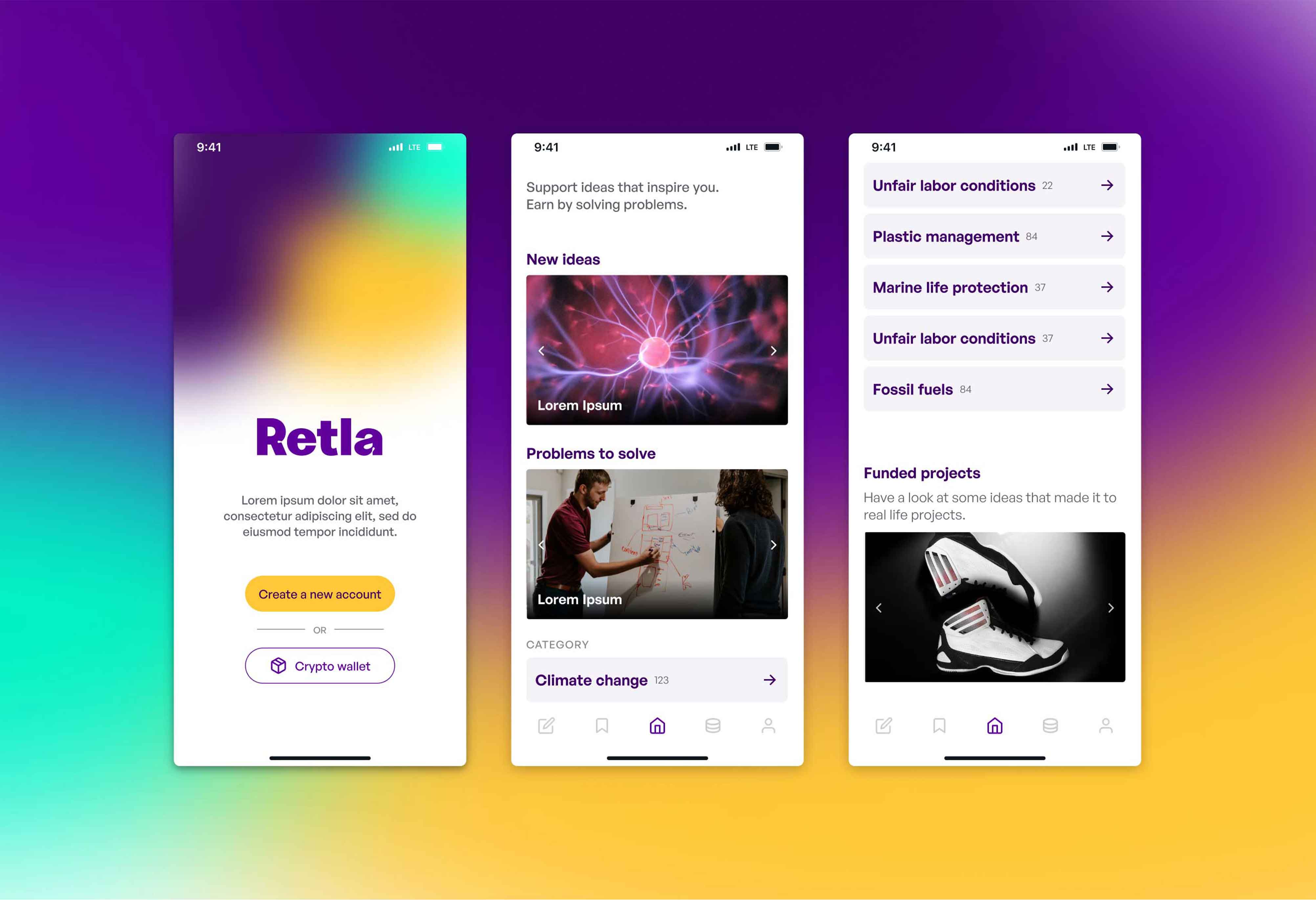 retla ed-tech app, ux/ui design, figma, wireframe