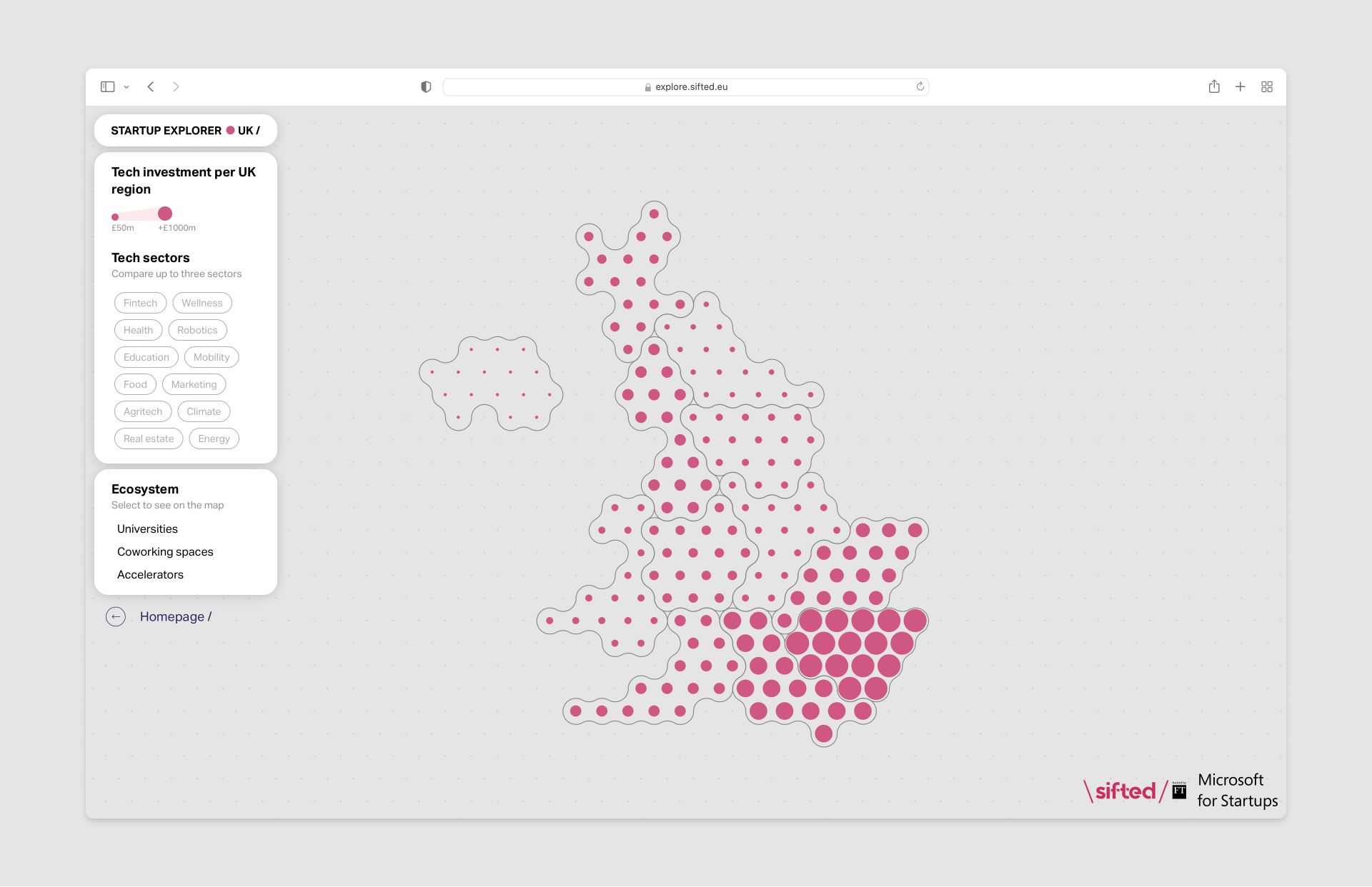 sifted startup map UK interactive website