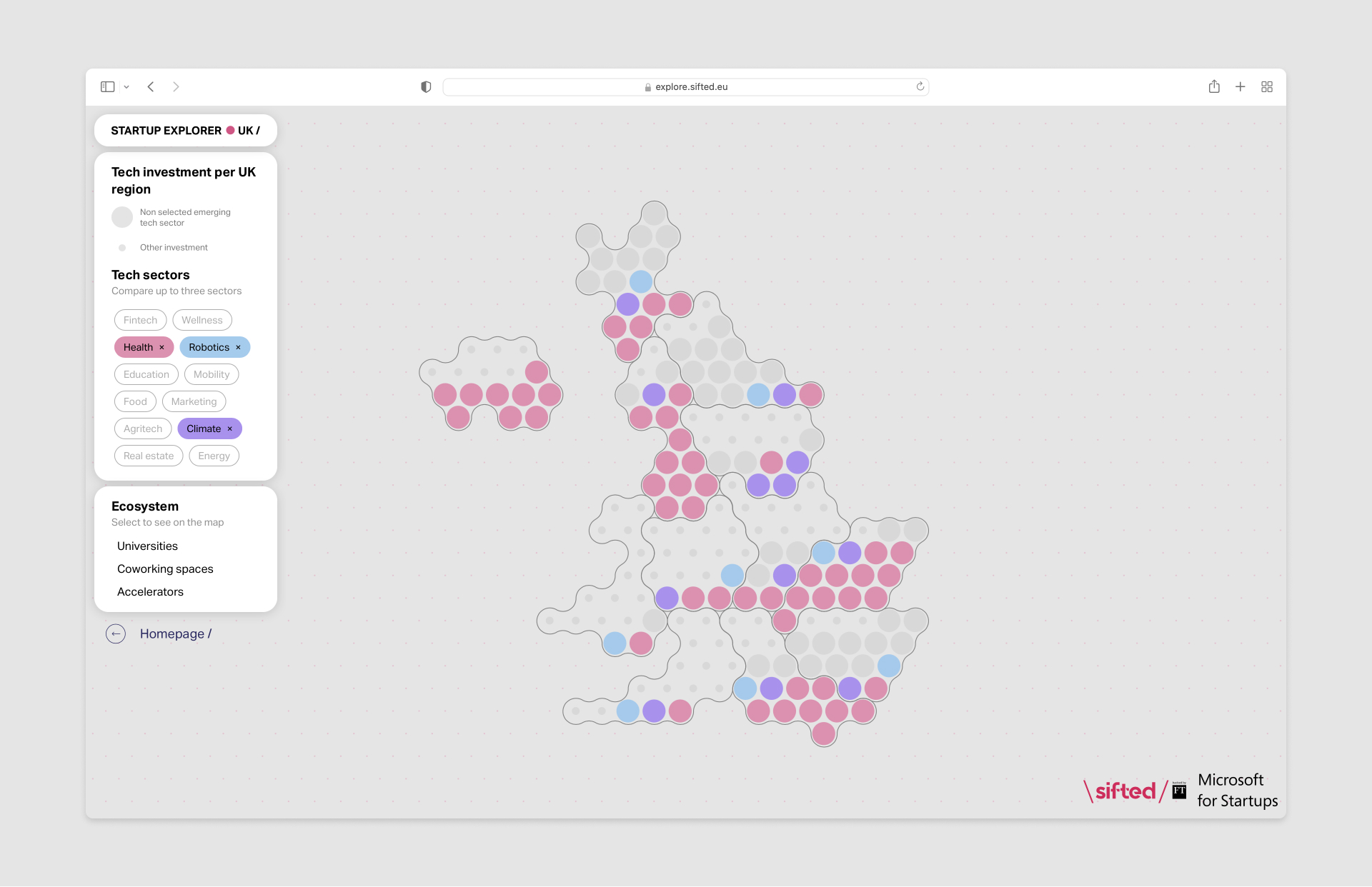sifted startup map UK interactive website