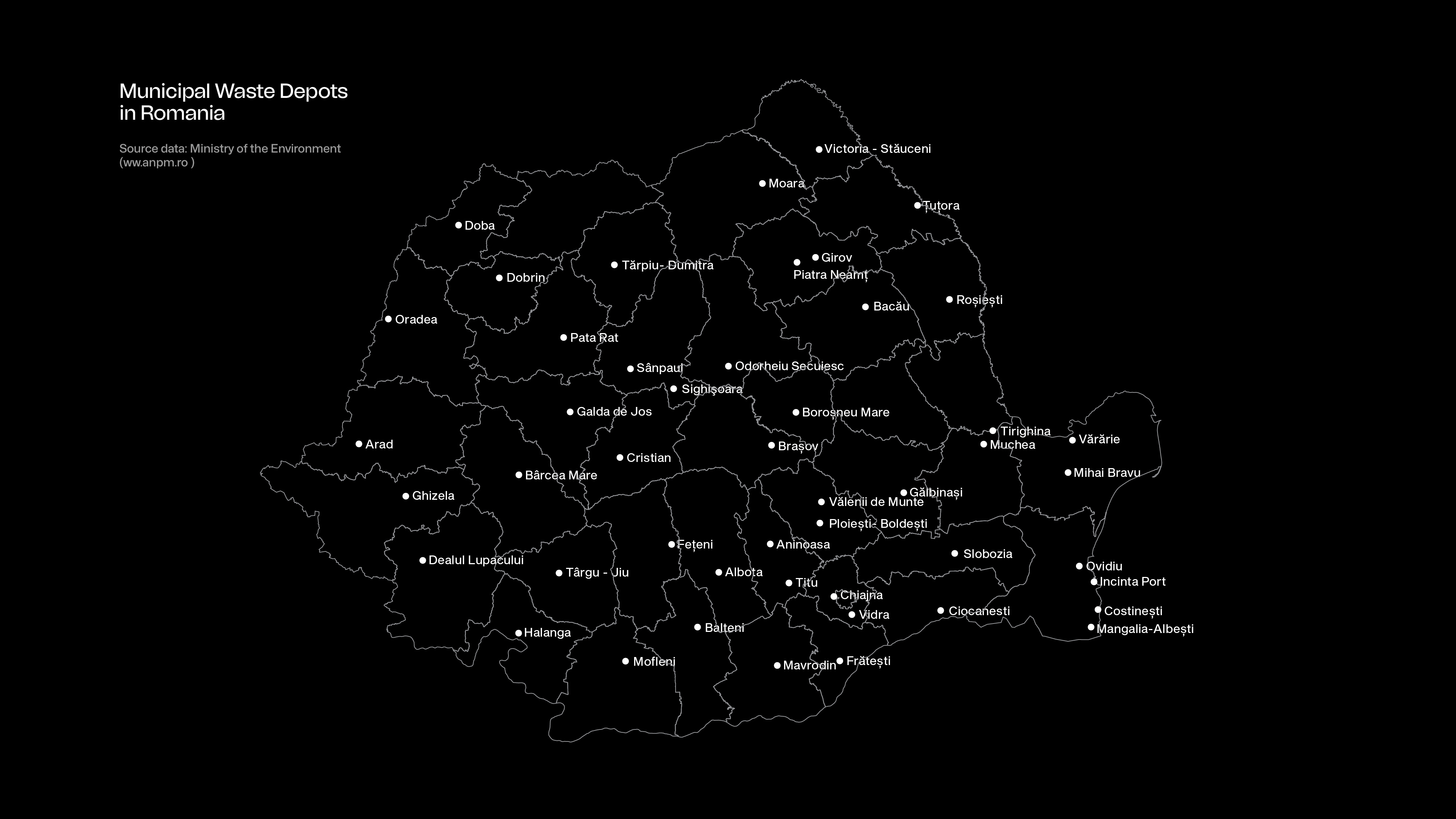 Map of Romanian waste depots