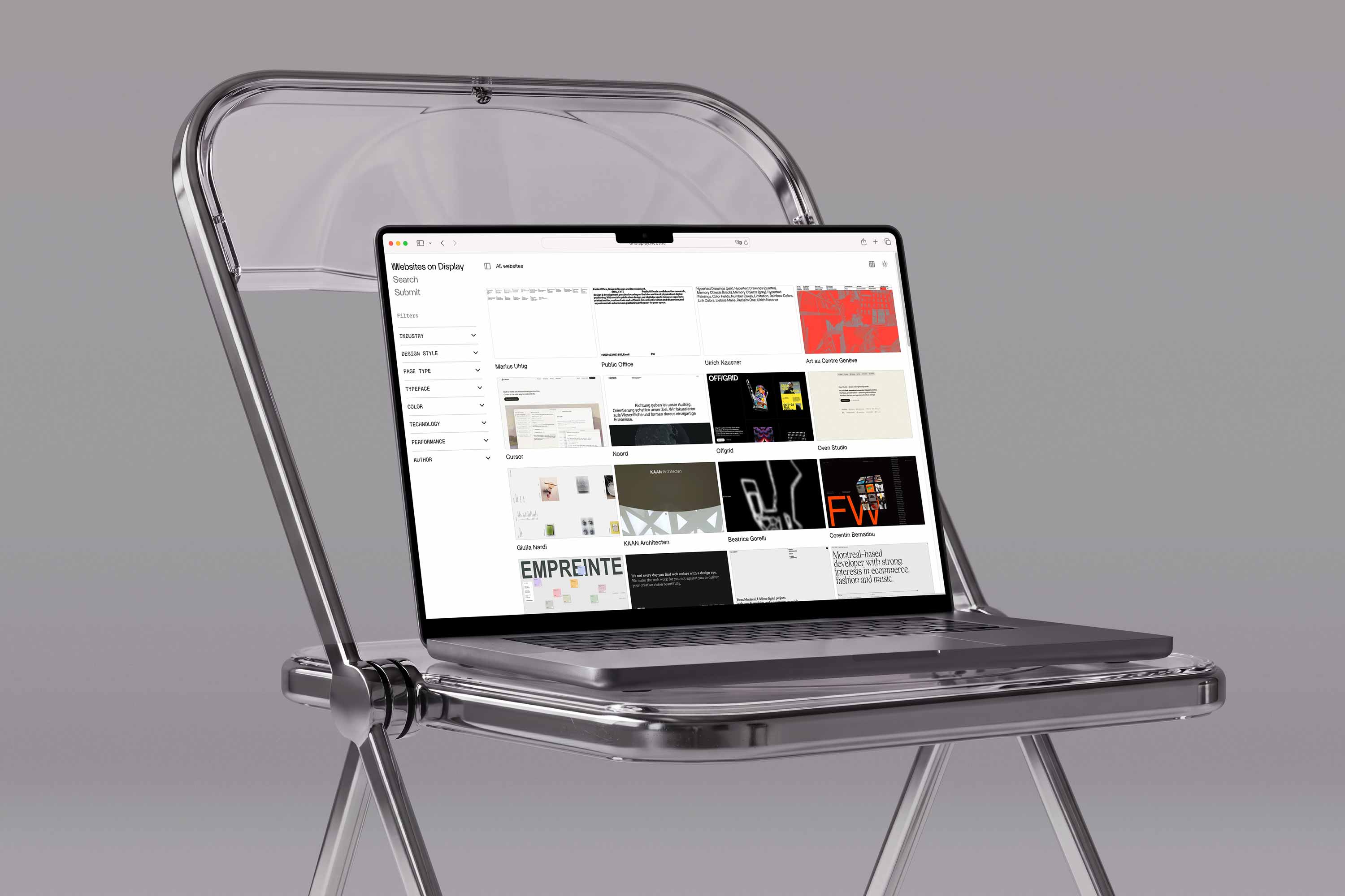 websites on display